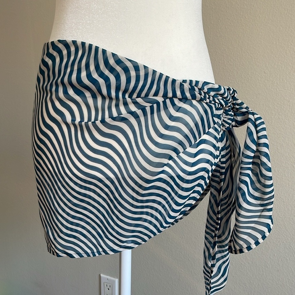NEW Striped Blue and White Sarong Skirt Size XL
